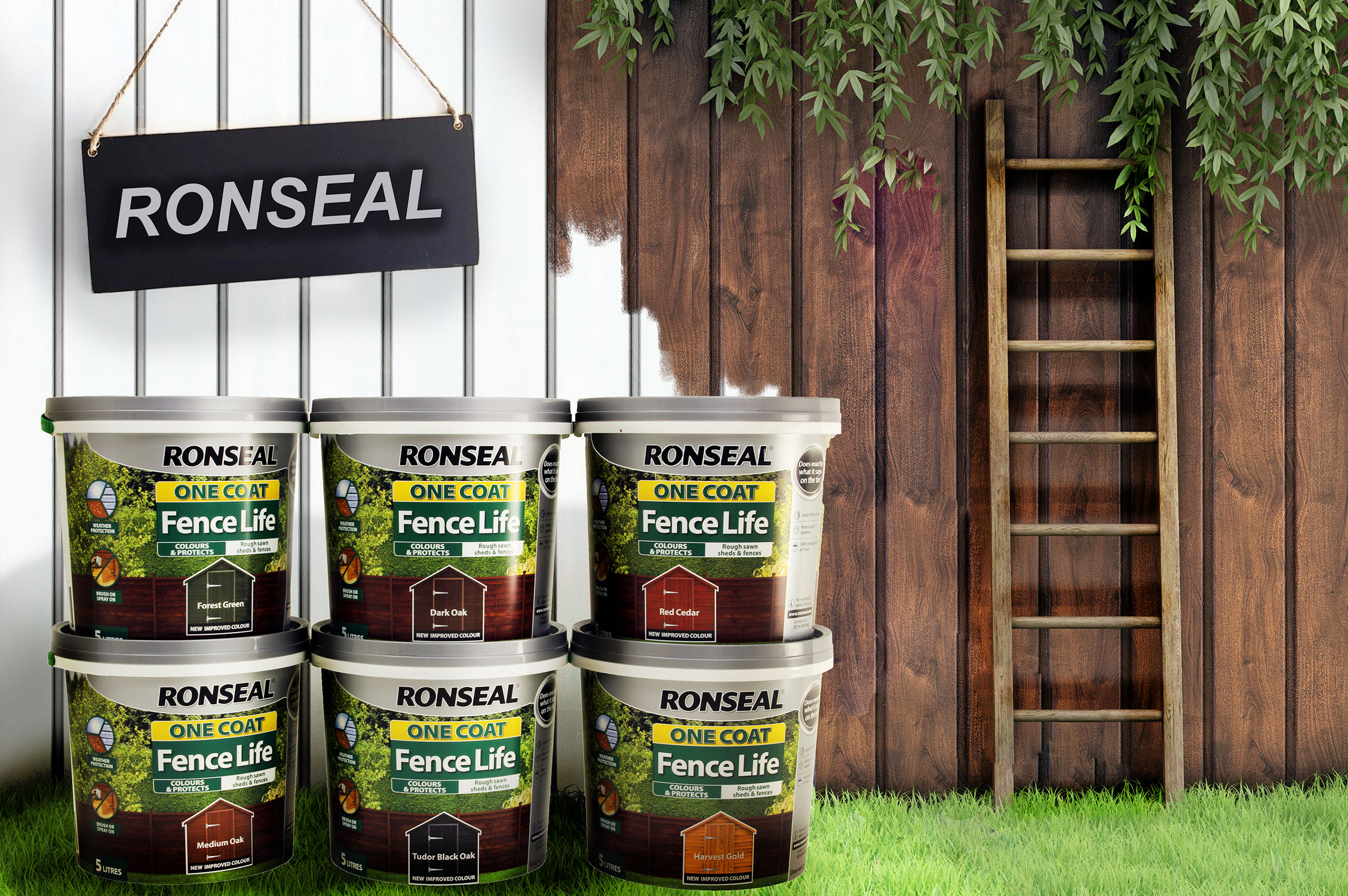 Ronseal One Coat Fence Life Garden Shed & Fence Paint Quick Dry Wood